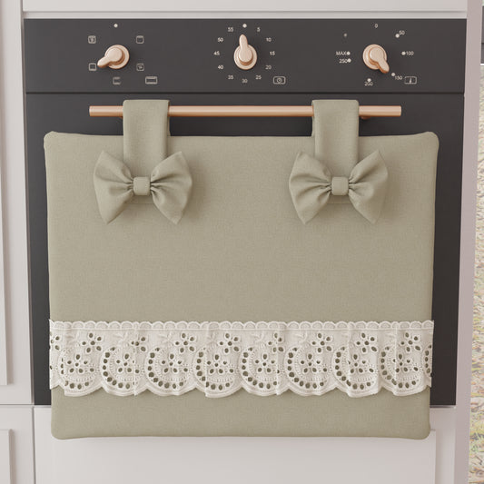 Elegant Shabby Chic Oven Cover with Lace and Sand Flakes 