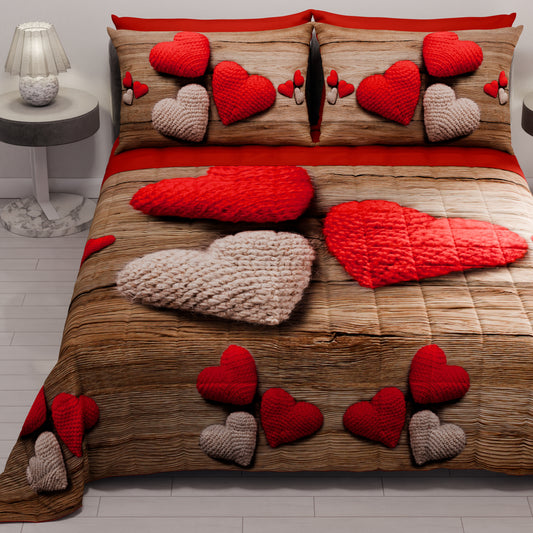 Spring Autumn Quilt Bedspread in Digital Heart Print