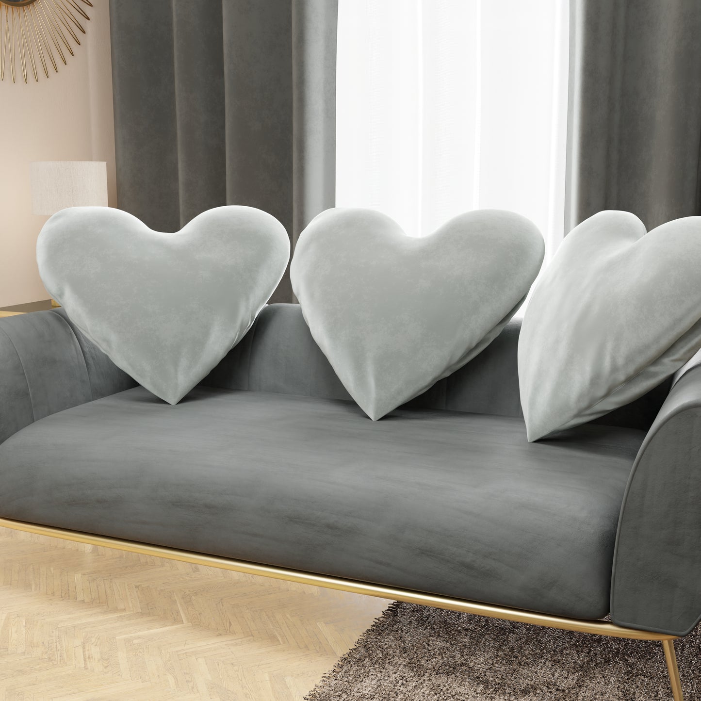 Cuscino Arredo Cuore Grigio Chiaro