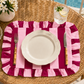 Tovagliette Americane con Rouches Righe Rosa/Bordeaux