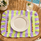 Tovagliette Americane con Rouches Righe Verde Chiaro/Lilla