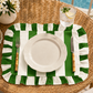 Tovagliette Americane con Rouches Righe Bianco/Verde Scuro