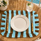 Tovagliette Americane con Rouches Righe Marrone/Celeste
