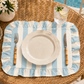 Tovagliette Americane con Rouches Righe Bianco/Celeste