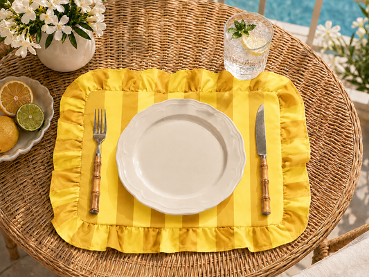 Tovagliette Americane con Rouches Righe Giallo/Giallo Ocra