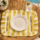 Tovagliette Americane con Rouches Righe Giallo Ocra/Panna
