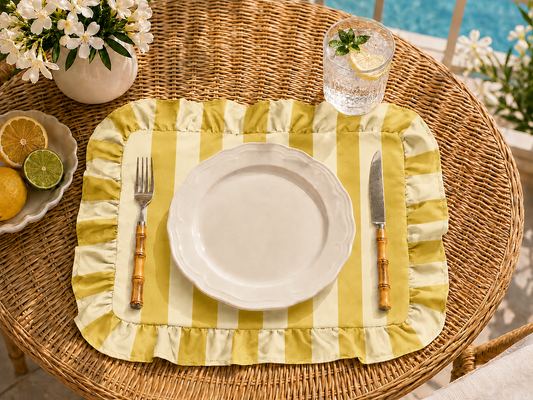 Tovagliette Americane con Rouches Righe Giallo Ocra