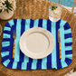 Tovagliette Americane con Rouches Righe Celeste/Blu Elettrico