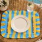 Tovagliette Americane con Rouches Righe Giallo/Celeste