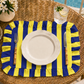 Tovagliette Americane con Rouches Righe Giallo/Blu Elettrico