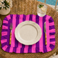 Tovagliette Americane con Rouches Righe Viola/Fucsia