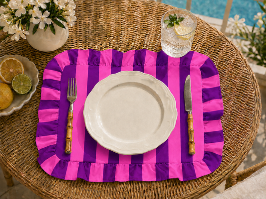 Tovagliette Americane con Rouches Righe Fucsia/Viola