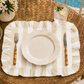 Tovagliette Americane con Rouches Righe Bianco/Beige