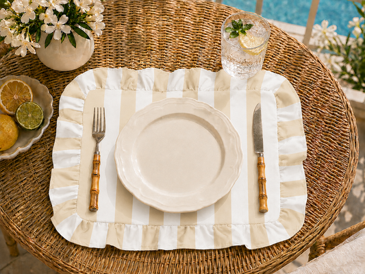 Tovagliette Americane con Rouches Righe Beige