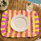 Tovagliette Americane con Rouches Righe Giallo/Fucsia