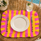Tovagliette Americane con Rouches Righe Arancione/Fucsia