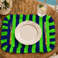 Tovagliette Americane con Rouches Righe Verde Fluo/ Blu Notte