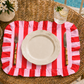 Tovagliette Americane con Rouches Righe Rosa/Rosso