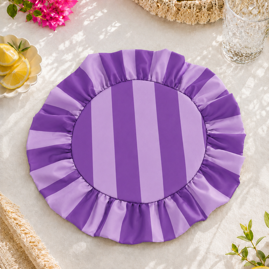 Tovagliette Americane Rotonde con Rouches Righe Lilla/Viola