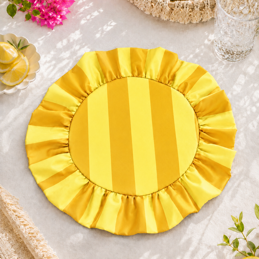 Tovagliette Americane Rotonde con Rouches Righe Giallo/Giallo Ocra