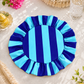 Tovagliette Americane Rotonde con Rouches Righe Celeste/Blu Elettrico