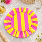 Tovagliette Americane Rotonde con Rouches Righe Giallo/Fucsia