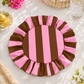 Tovagliette Americane Rotonde con Rouches Righe Marrone/Rosa