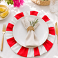 Tovagliette Americane Rotonde con Rouches Righe Rosso