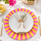 Tovagliette Americane Rotonde con Rouches Righe Giallo/Fucsia