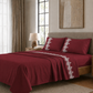 Lenzuola Percalle con Pizzo, Lenzuola Matrimoniali Cotone Bordeaux