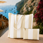 Collezione Mare in Stampa Digitale Righe Bianco/Beige