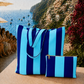Collezione Mare in Stampa Digitale Righe Celeste/Blu Elettrico