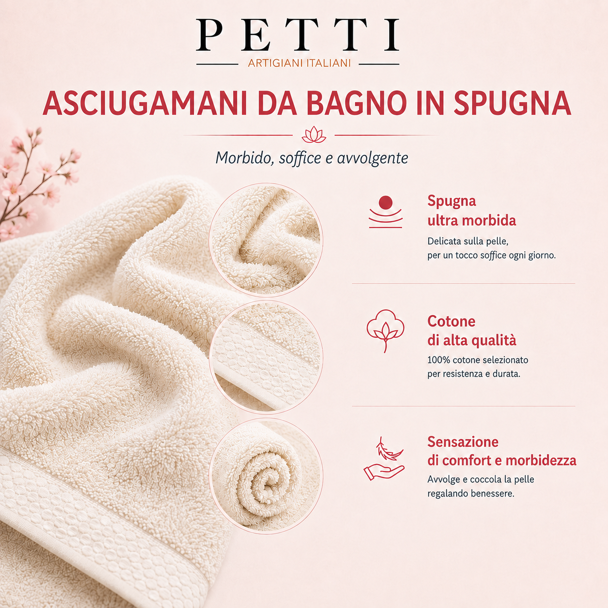 Asciugamani Bagno in Spugna Tinta Unita Rosso