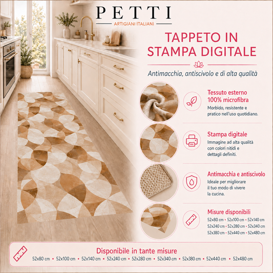 Tappeto Cucina Antiscivolo Passatoia Cucina lavabile, Cucina Circle Beige.