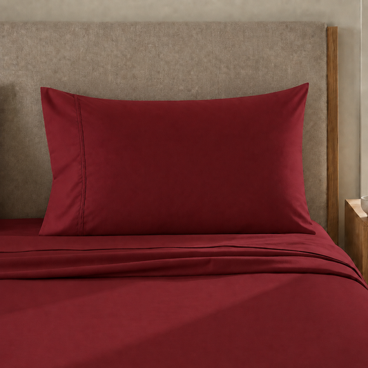 Lenzuola Percalle, Lenzuola Matrimoniali Cotone Bordeaux