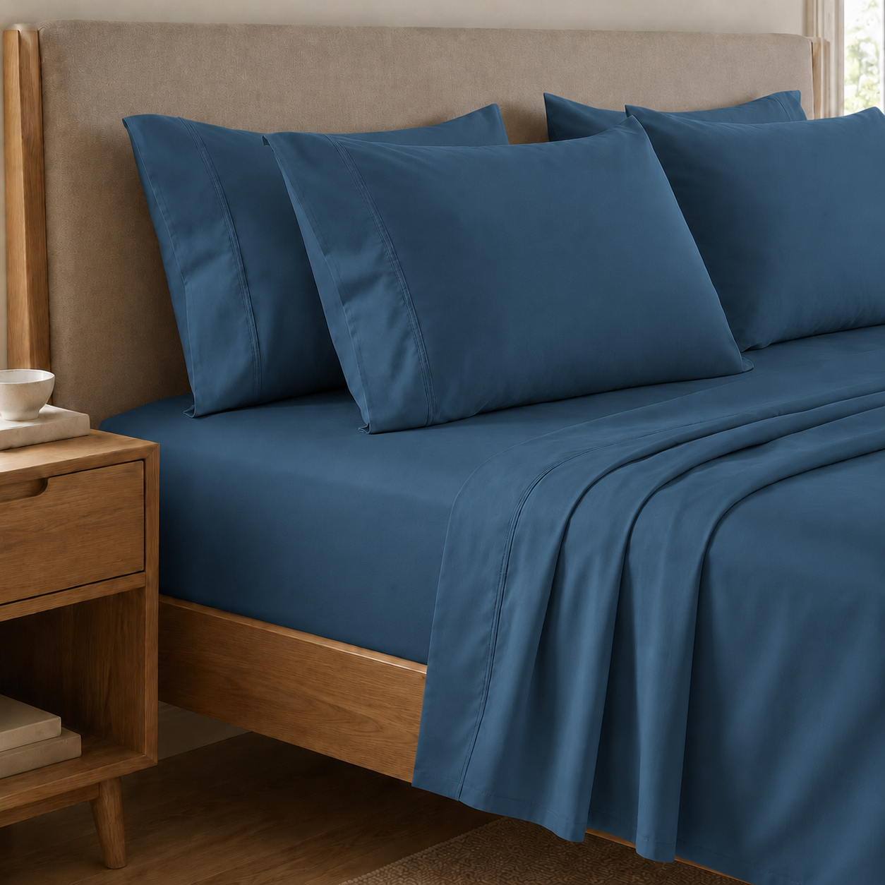 Lenzuola Percalle, Lenzuola Matrimoniali Cotone Blu Marino