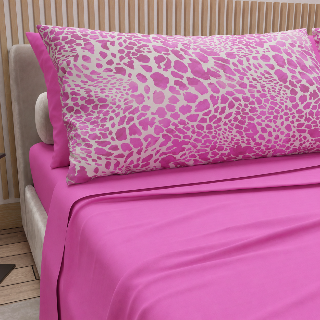 Lenzuola in Cotone, Completo Letto con Federe in Stampa Digitale Cobra Fucsia