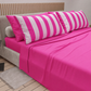 Lenzuola in Cotone, Completo Letto con Federe in Stampa Digitale Righe Fucsia/Rosa