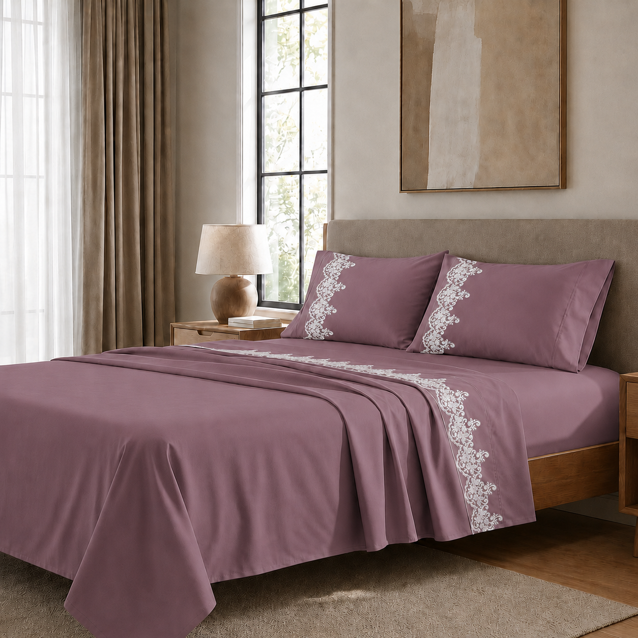 Lenzuola Percalle con Pizzo, Lenzuola Matrimoniali Cotone Cipolla
