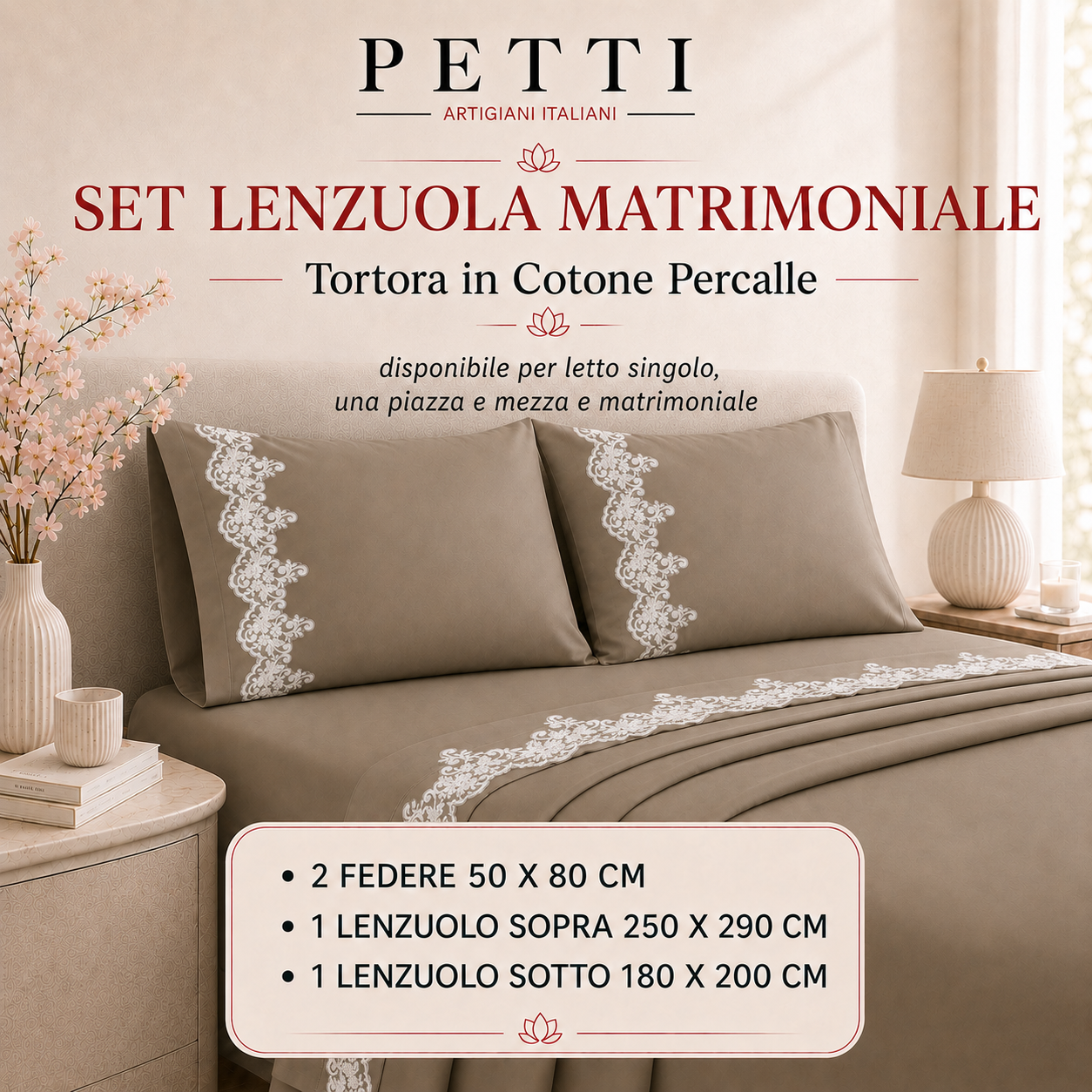 Lenzuola Percalle con Pizzo, Lenzuola Matrimoniali Cotone Blu Marino