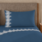 Lenzuola Percalle con Pizzo, Lenzuola Matrimoniali Cotone Blu Marino