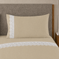 Lenzuola Matrimoniali in Puro Cotone Percalle con Balza in Pizzo San Gallo Beige