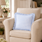 Cuscino Arredo con Rouches A Quadretti Celeste