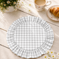 Tovagliette Americane Rotonde con Rouches A Quadretti Grigio Chiaro
