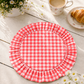 Tovagliette Americane Rotonde con Rouches A Quadretti Rosso