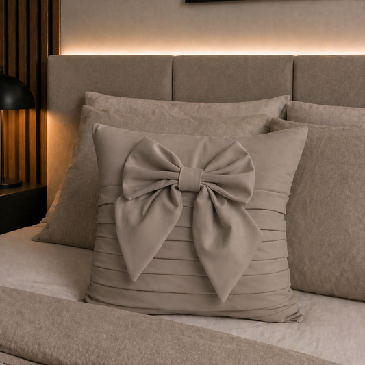 Cuscini Arredo in Velluto 1pz, Cuscini divano Pompon Fango