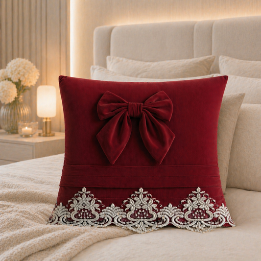 Coussins Décoratifs en Velours 1pc, Coussins de Canapé Bijou Bordeaux
