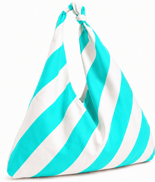 Borsa Modello Jacqueline  Righe Bianco/Tiffany