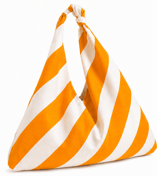 Borsa Modello Jacqueline  Righe Bianco/Arancione