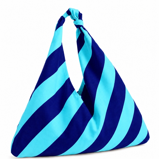 Borsa Modello Jacqueline  Righe Celeste/Blu Elettrico